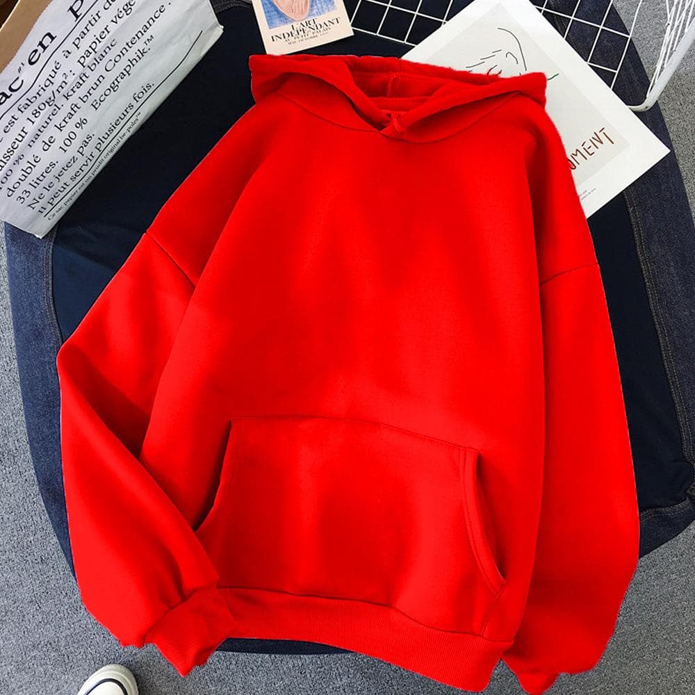 Women's Blank Solid Color Hoodie 2024 XL red