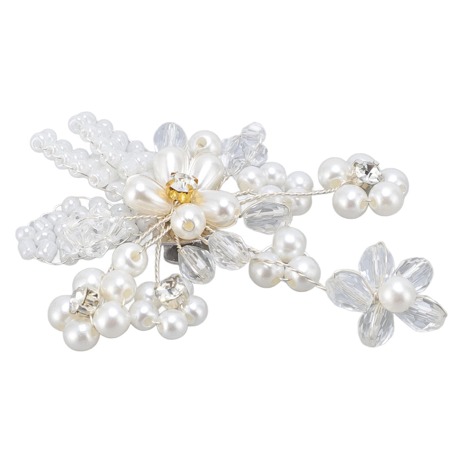 Pearl Shoe Clip Women Bridal Heels Detachable Buckles Floral Decoration Charms Accessories White