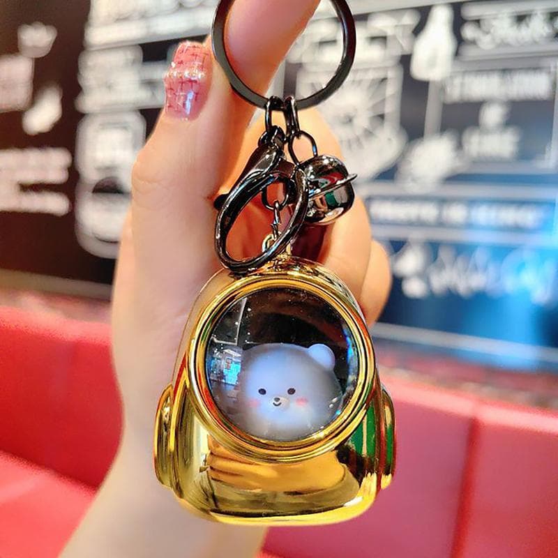 Keychain Flashlight Cute Bear Bag Small Night Light Keychain Kawaii Bags Hang Web Celebrity Atmosphere Light Keychain Torch gold