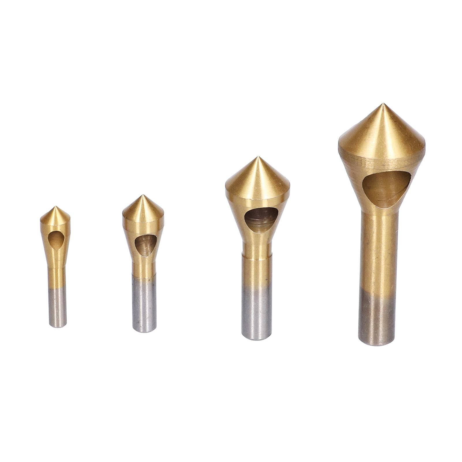 4Pcs Countersink Deburring Drill Bit Taper Hole Cutter High Speed Steel Chamfering Tool
