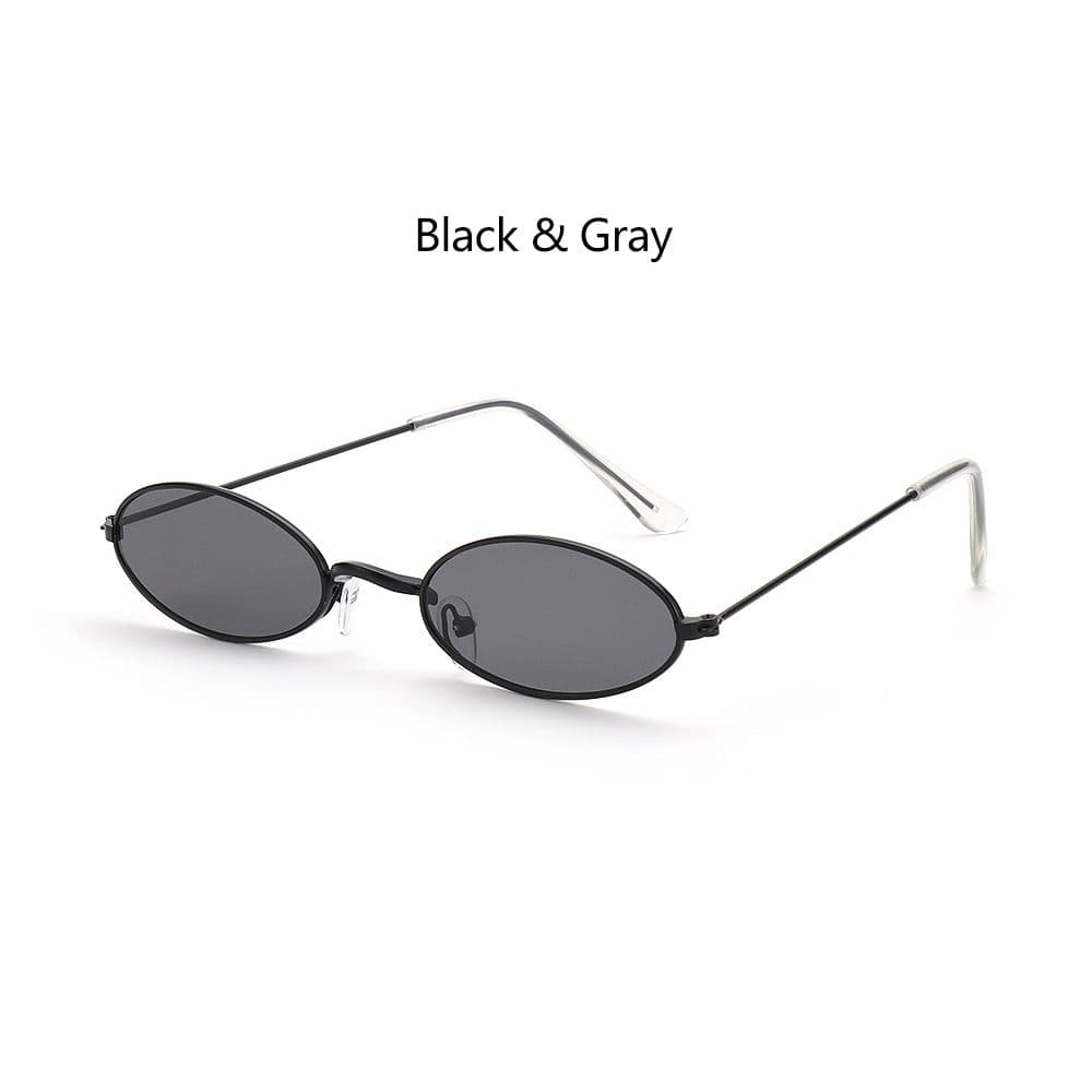 Women Men Retro Small Oval Sunglasses Vintage Metal Frame 90s Street Style Sun Glasses Fashion Shades Eyewear