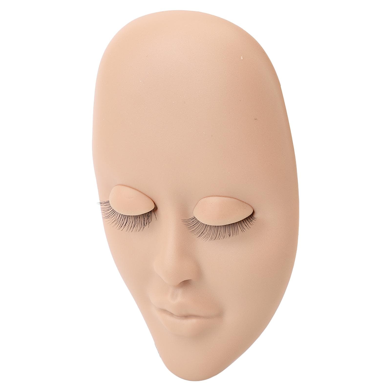 Eyelash Mannequin Head Makeup Lash Extension Training Practice Head with 3 Pairs Removable Eyelids light brown