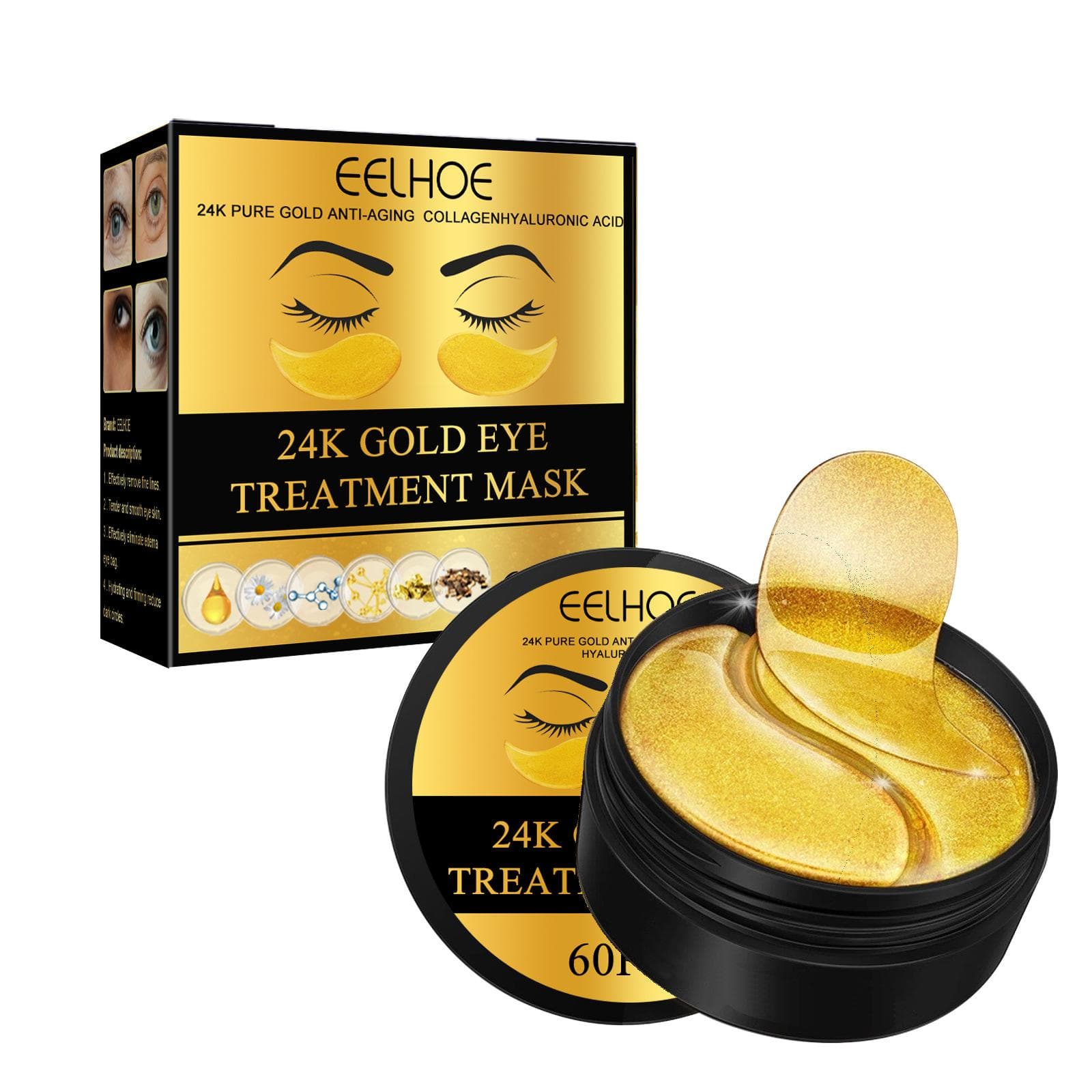 Get Rid of Eye Bags and Wrinkles with 24K Gold Eye Masks for Moisturizing, Tightening and Firming Eye Care
