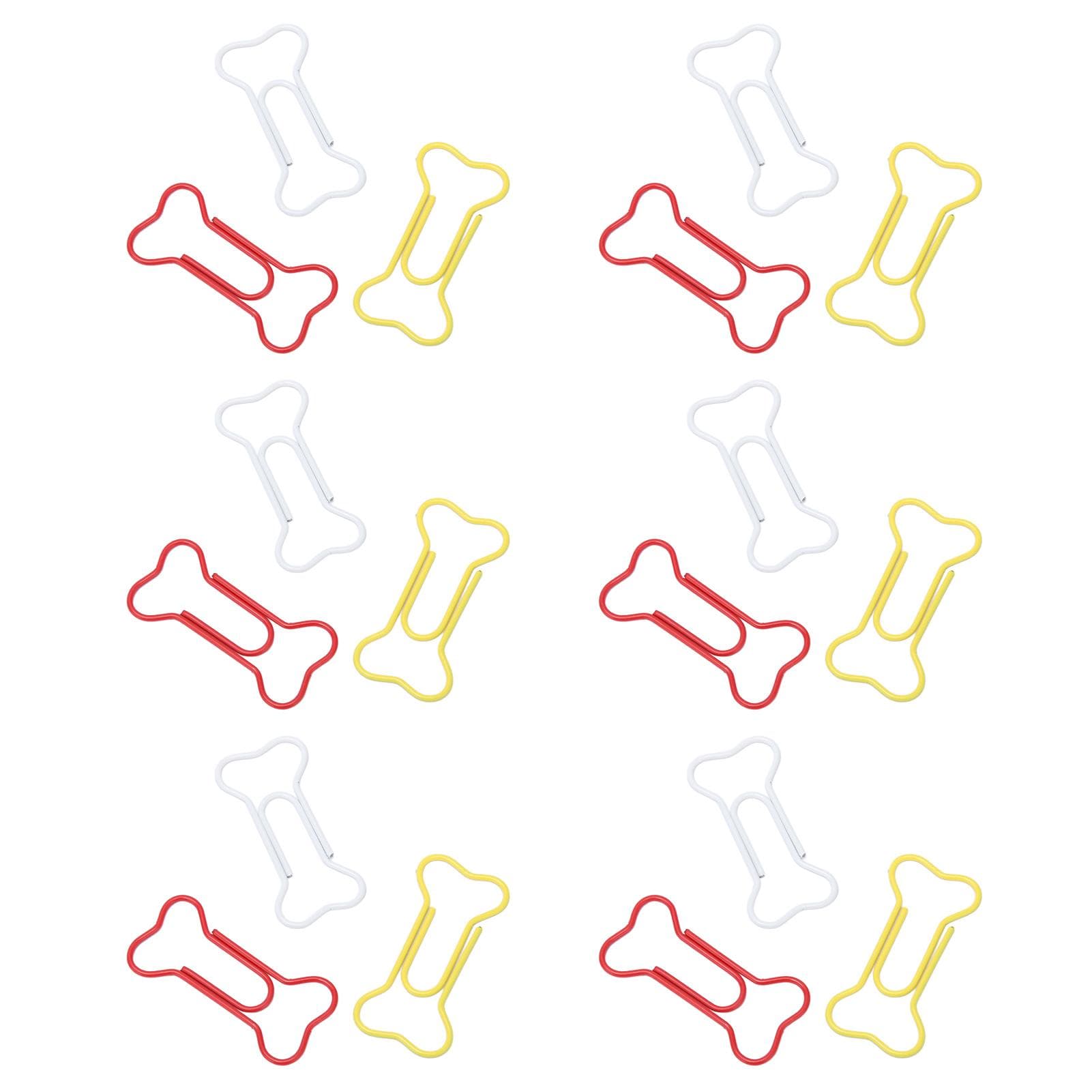 100pcs Bone Shape Paper Clips Rustproof Plating Process Increased Slip Resistance Cute Metallic