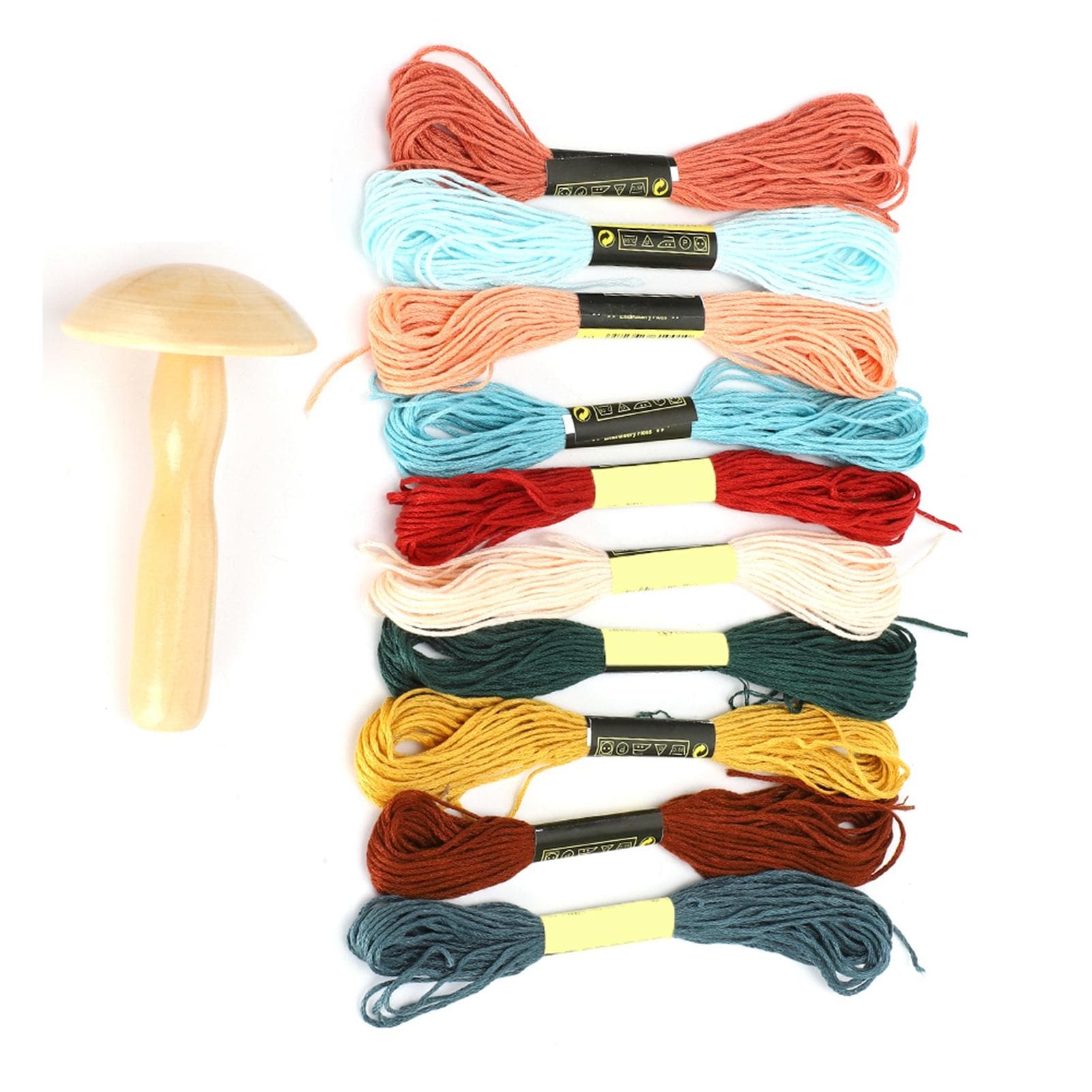 Wooden Darning Supplies Kit Mushroom Patching Threads Tool for DIY Sewing Home Travel Handicraft