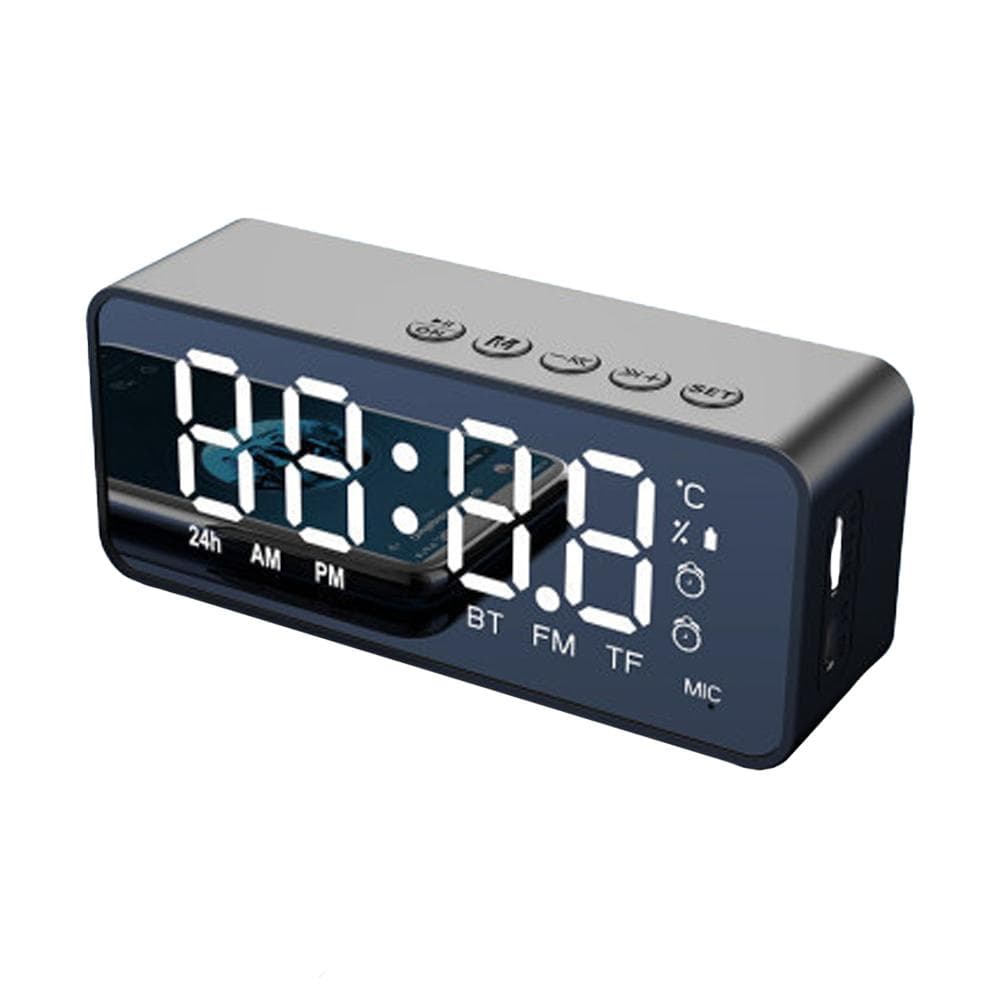 Digital Alarm Clock with BT Speaker, Mirror LED Display Clock with Dual Alarms for Bedroom HIFI black