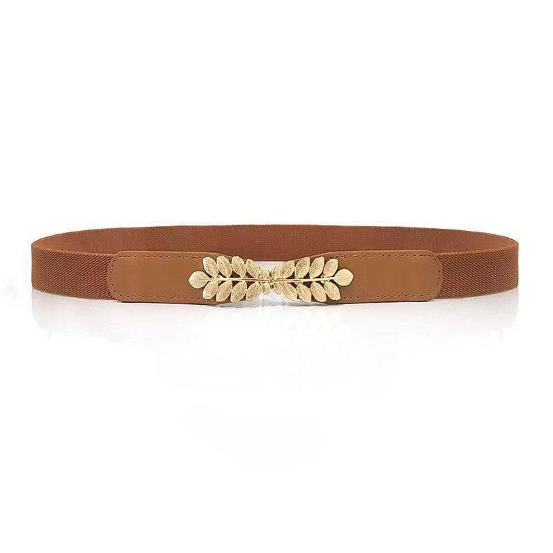 Fashion Women Leather Black White Waist Band Thin Elastic Waist Belt Dress Apparel Accessories camel