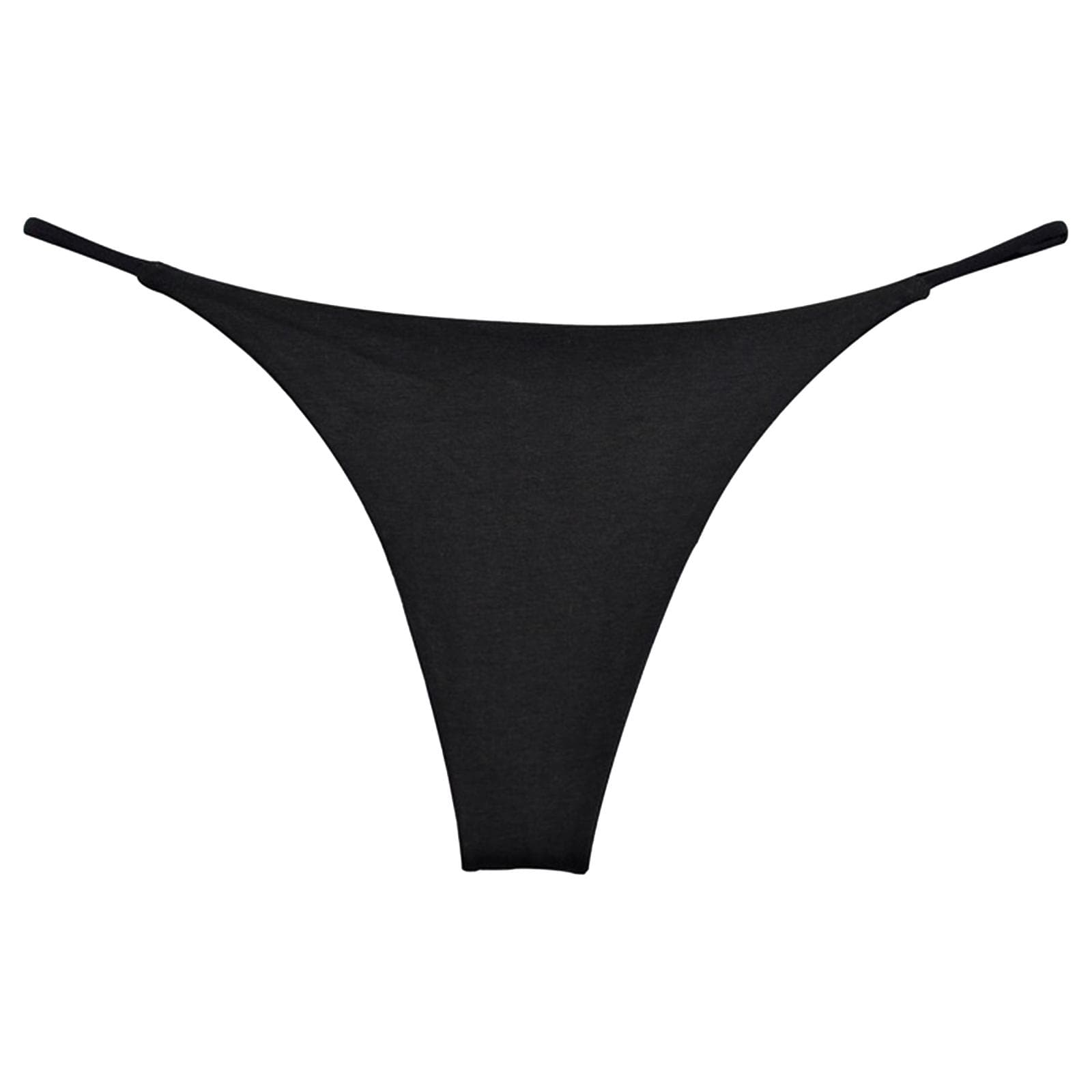 Womens Low Rise Thong Bikini Bottom Beach Sunbathing T-back Swimwear S black