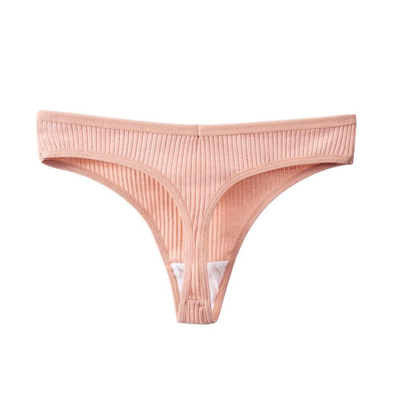 Women's Threaded Cotton Thong Plus Size M-2XL Cotton Panties Sexy Sports G-string XL orange