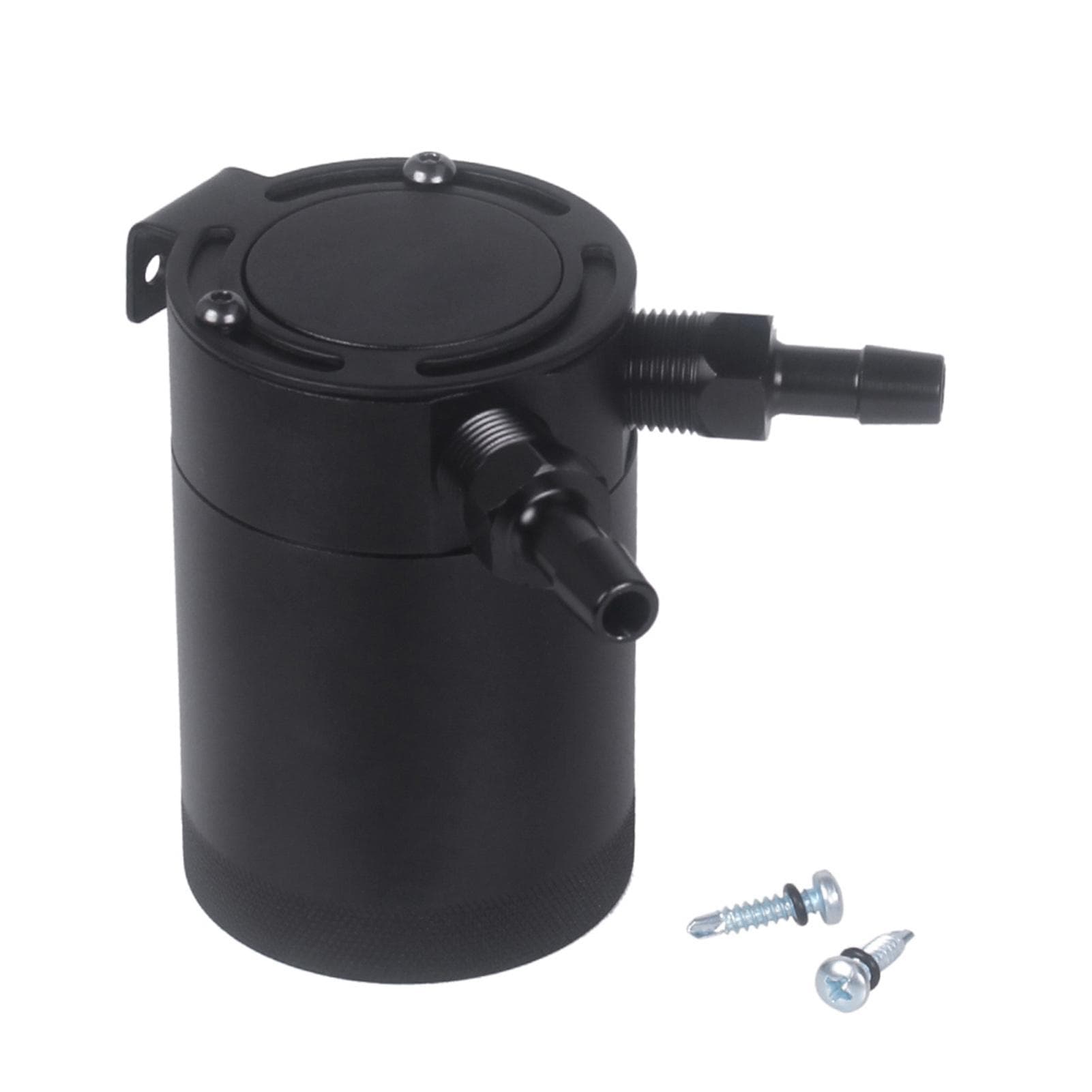 Baffled Aluminum 2-Port Oil Catch Can Tank Air Oil Separator black