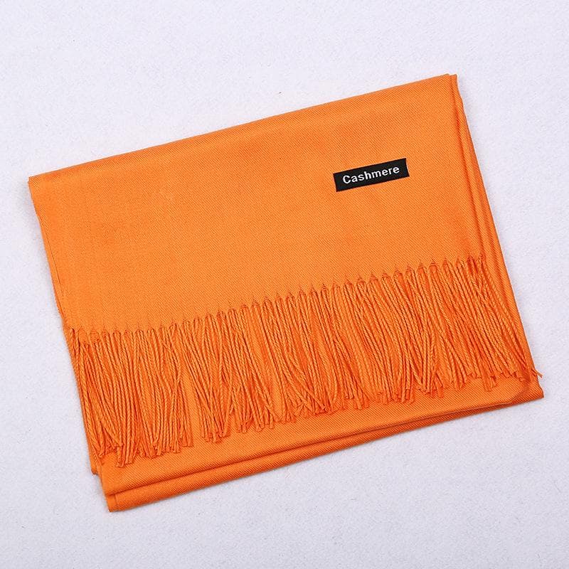 Solid Color Cashmere Scarf Women'S Autumn And Winter Explosion 220G Classic Light Board Monochrome Tassel Versatile Warm Shawl Gift 68x200cm