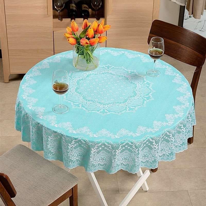 New Colored Circular Tablecloth Waterproof Oil Proof Round Dining Table Cover Anti Scalding Non Washing Household Tablecloths Diameter 134cm