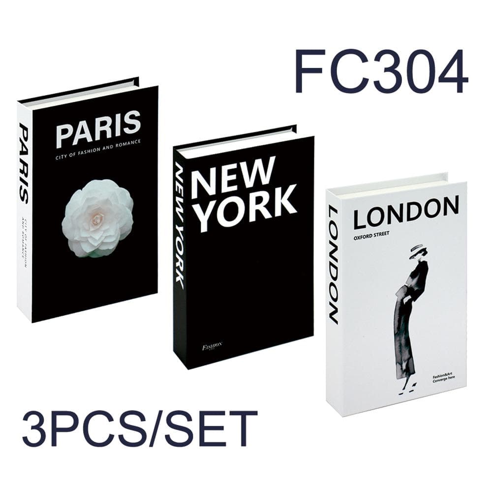 3Pcs/Set Fake Books Set for Decoration Coffee Table Ornaments Modern Home Decoration Luxury Faux Books Set London New York Paris Not Open