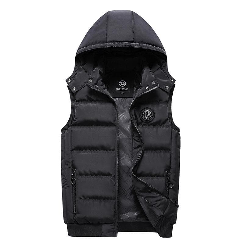 Men 'S Casual Vest Winter Fashion Padded Hooded Waistcoat XL black