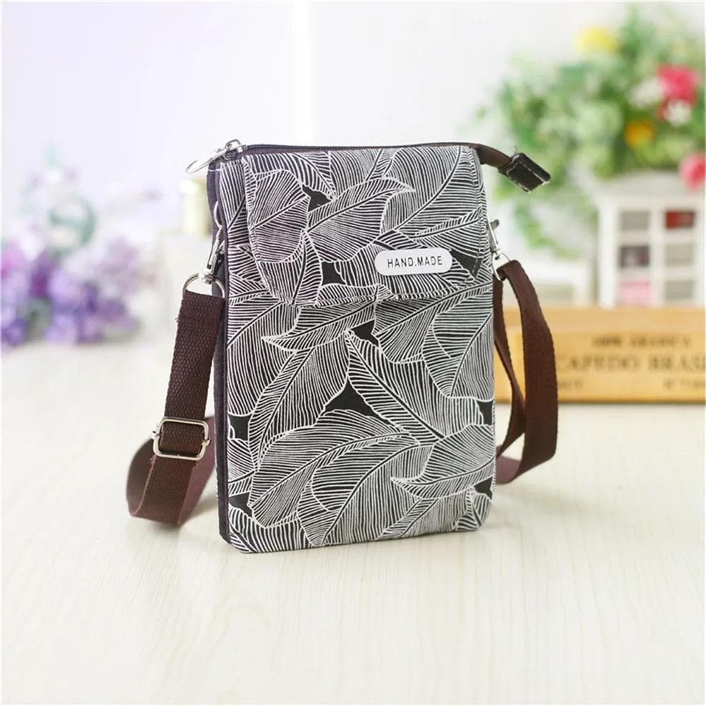 Idyllic Leaf Fabric Messenger Mobile Phone Bag Case Shoulder Bag Purse Pouch Handbag Wallet Women's Bag Tote Bag 2022 black