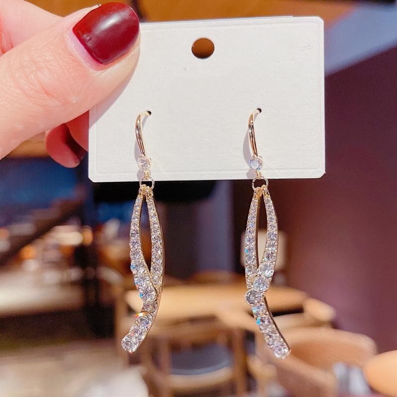 Shiny Silver Color Long Drop Earring Women Trendy Geometric Earring Bridal Jewelry Gift Engagement Party Earrings gold