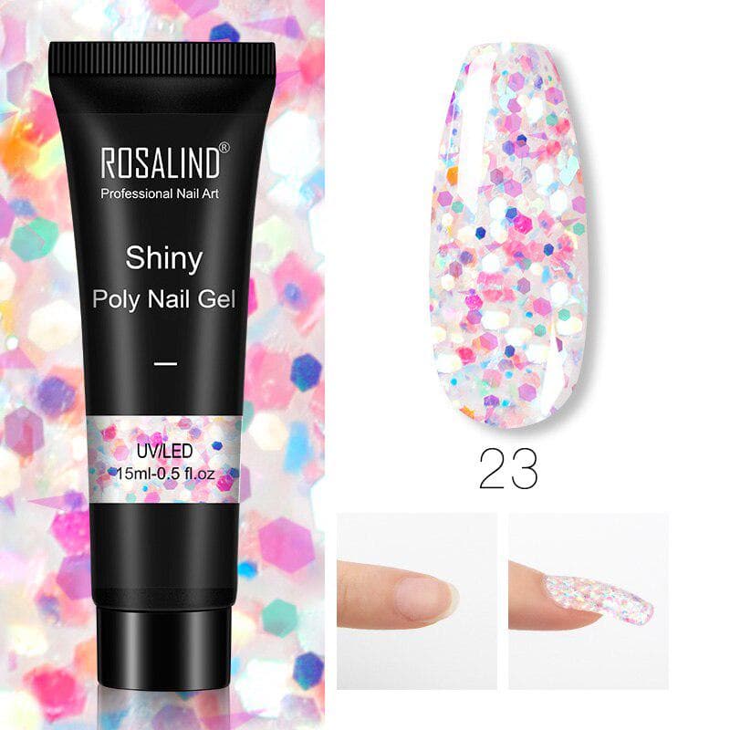 ROSALIND 15ml Poly Nail Gel Glitter Extensions soak off LED UV Lamp  smalto per Gel semipermanente