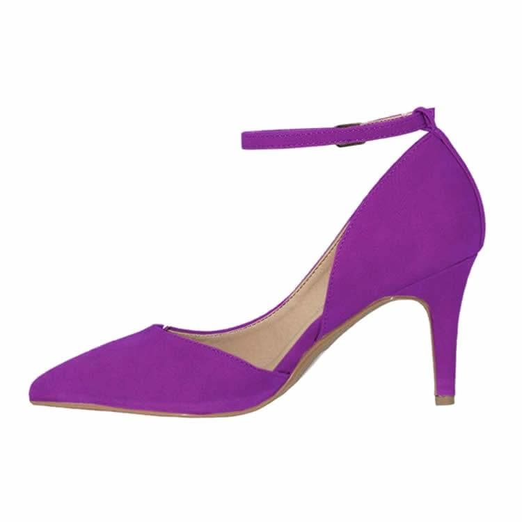 Women's 80mm Velvet Toe Ankle Strap D‘orsay Pumps High Heels Pump Party Wedding Dress Shoes shoe 39 purple
