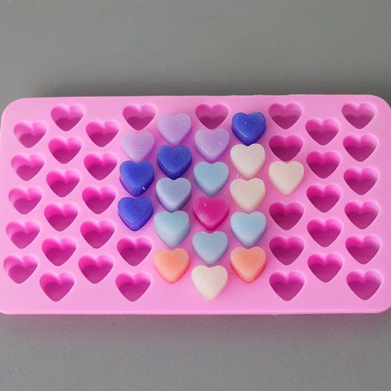 55 Compartment Heart Shape Silicone Candle Mold DIY Small Love Cake Chocolate Baking Mould Ice Tray Food Safe Kitchen Supplies
