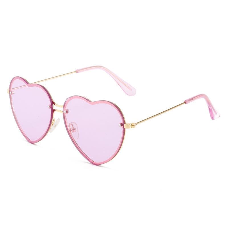 Heart Shaped Sunglasses Metal Women Fashion Rimless Clear Ocean Lenses Sun Glasses UV400