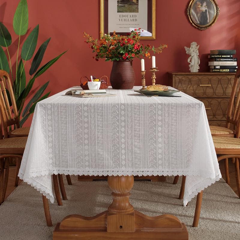 White Hollow Table Cloths Princess Round Tablecloths Wedding Decoration Supplies Embroidered Table Cover Home TV Mat Towel 85x85cm square