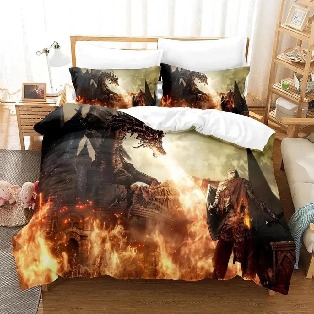 Game Dark Souls Bedding Set Duvet Cover Bed Set Quilt Cover Pillowcase Comforter king Queen Size Boys Adult Bedding Set AU Double 180x210cm