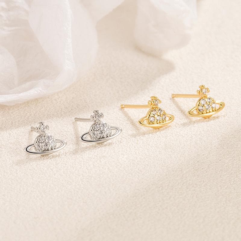 2023 Unique Saturn Zircon Mini Diamond Earrings - Fashionable, Cute, and Stylish Zircon Saturn Earrings (Gold)