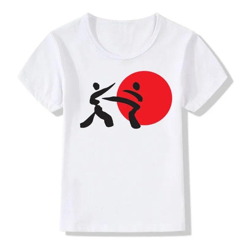 Baby Boys Girls Karate Kick Mma Shotokan Fashion T Shirt Children Kanji Casual Summer Tops Kids Clothes 8T