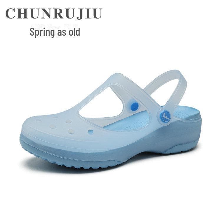 Mary Jane Women's Non-Slip Beach and Nurse Shoes - EVA Sole & TPU Upper, Eco-Friendly Jelly Sandals 35 standard sky blue