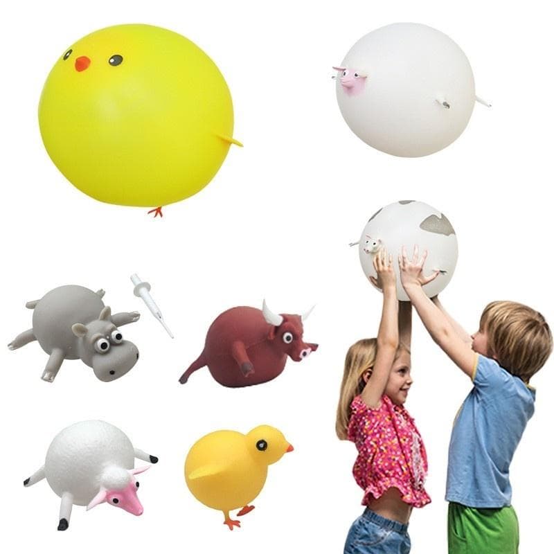 Kids Toy Funny Blowing Animals Toys Dinosaur Anxiety Stress Relief Inflatable Balloon Squeeze Ball animal(1PC)