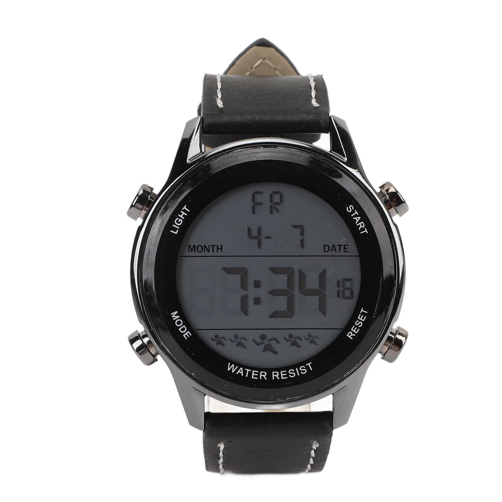 Men Digital Watch Dual Time Stopwatch Calendar Alarm Clock Waterproof Sports Watch with EL Luminous black