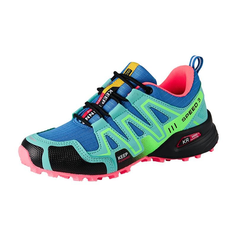 Women Outdoor Hiking Shoes Women's Lightweight Wear-resistant Mountain Climbing Hiking Shoes Waterproof Large Size Leather Sports Shoes 42 cyan