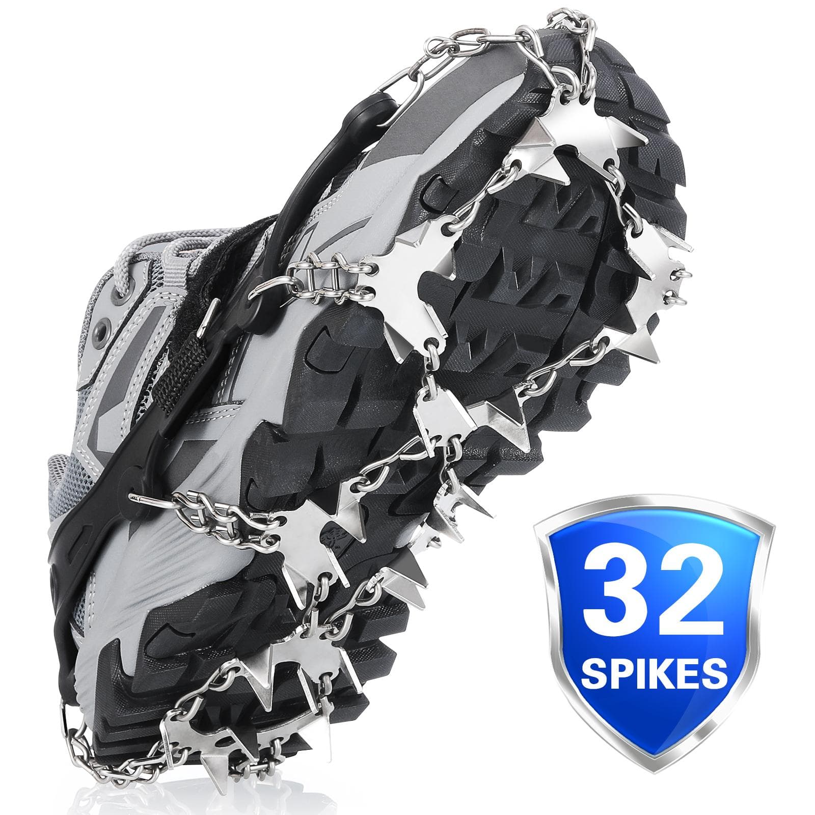 TOMSHOO 32-Tooth Ice Claw Stainless Steel Anti-Slip Shoe Cover Snow Anti-Slip Device Anti-Slip Chain M