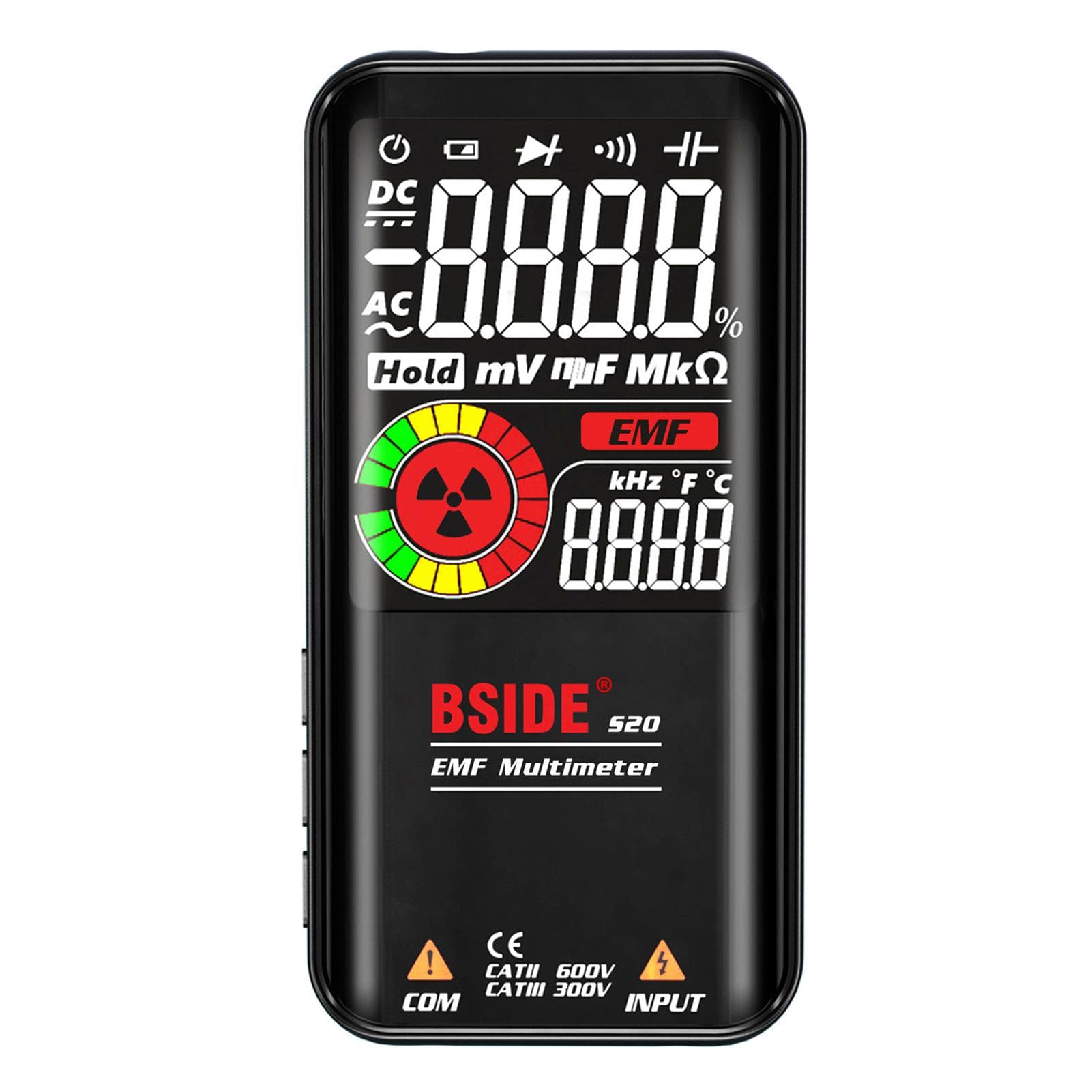 BSIDE S20 Intelligent EMF Multimeter Electromagnetic Radiation Detector 3.5-inch Colored Display black
