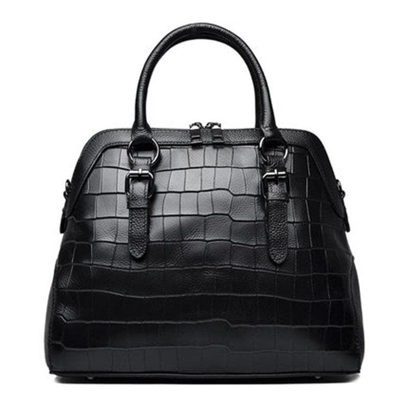Leather Women's Bag, Single-shoulder Crossbody Handbag, Fashionable Shell Bag, Crocodile Pattern Leather Large Bag, Ladies' Bag black