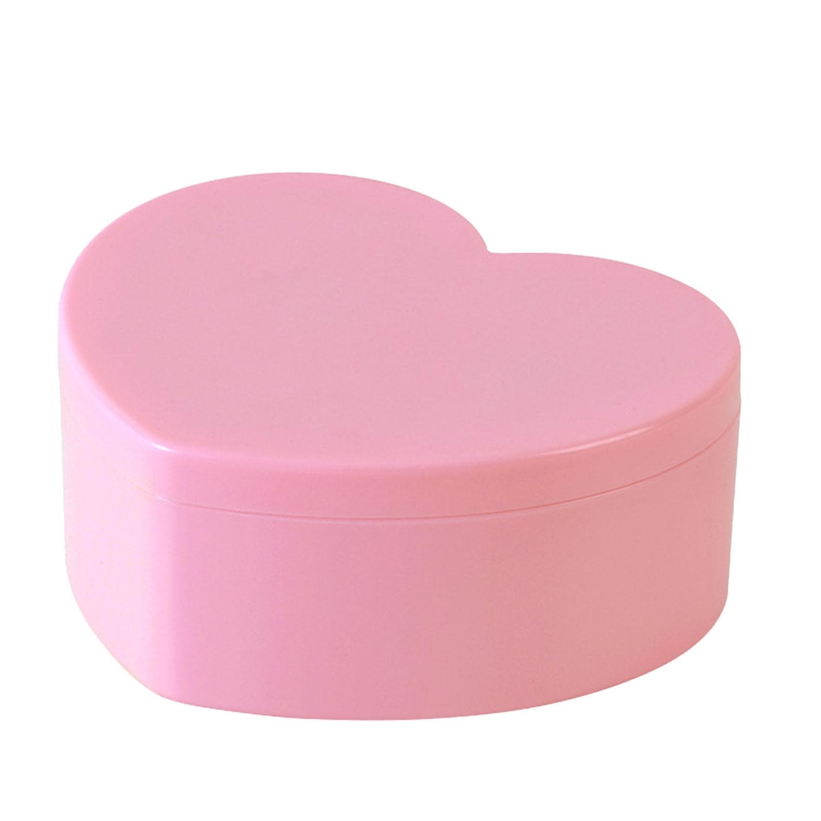 Heart Shaped Jewelry Box Plastic Dual Layer Pink Earrings Rings Storage Organizer with Mirror for