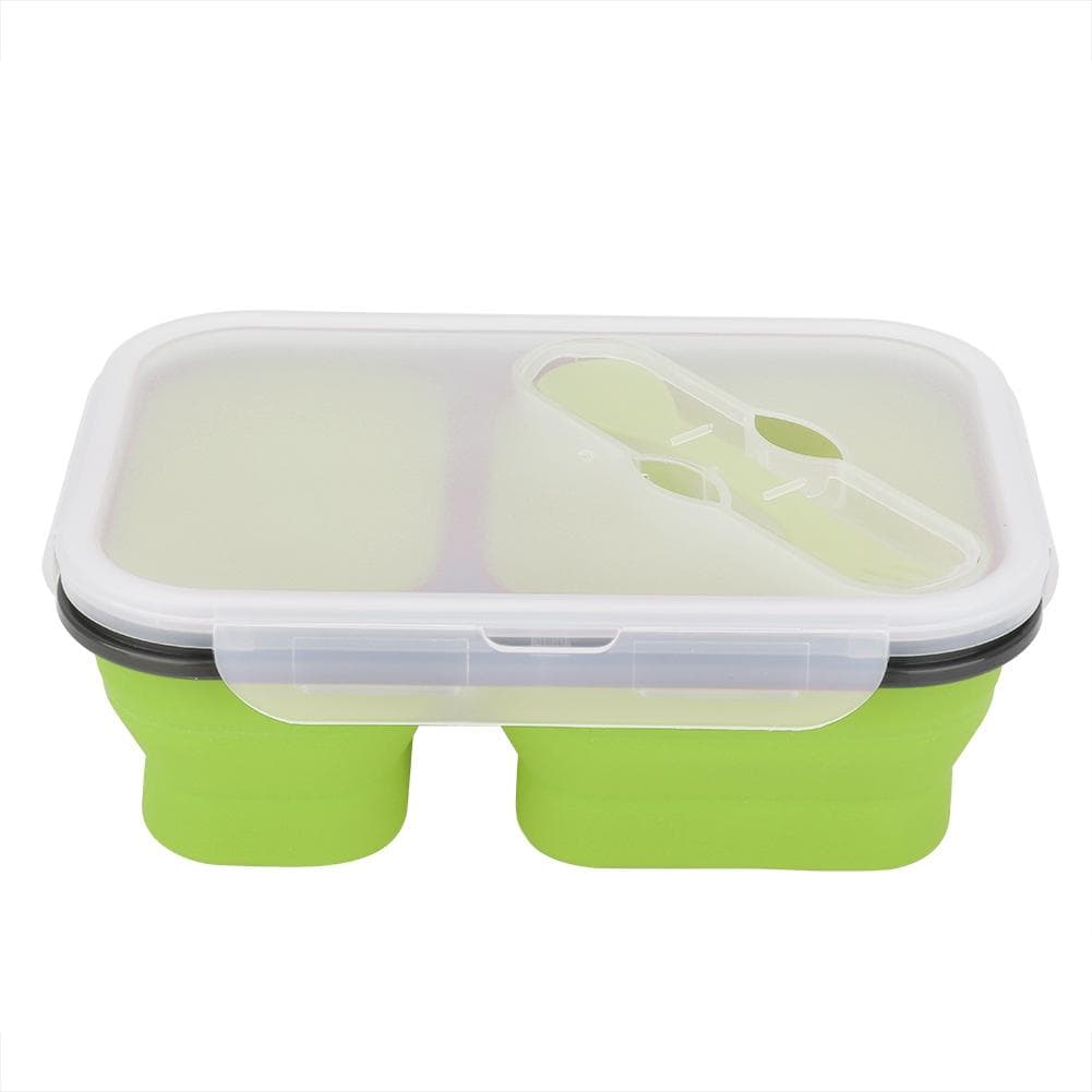 Portable Food Grade Silicone Folding Lunch Box Food Storage Container 1L (Green) green