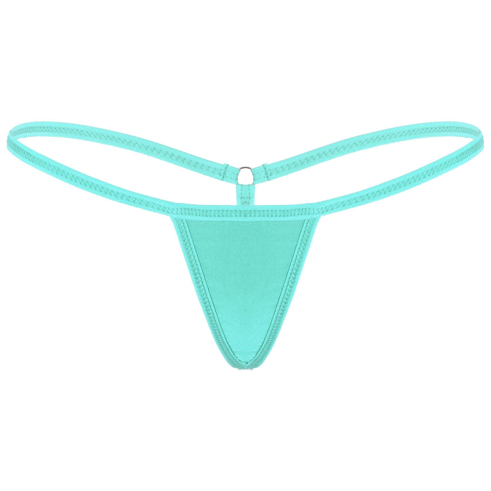 Womens Sexy G-String Thongs Panties Underwear Low Rise Bikini Bottom Briefs One Size cyan