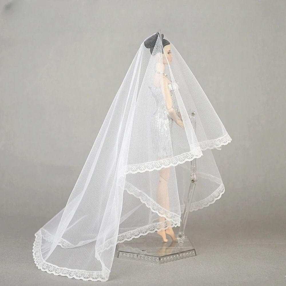 Headwear Doll Veil Headdress Doll Wedding Veil Fashion Doll Lace Veil DIY Toys white