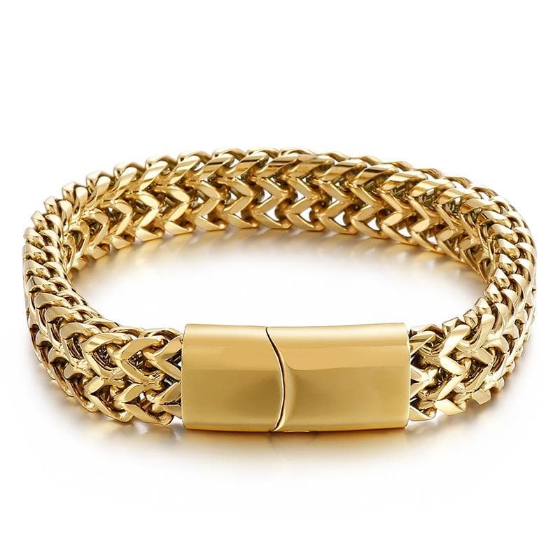 Hip-hop Double Layered Thick Titanium Steel Bracelet Unisex Bangles Chain Link Punk for Men Jewelry Gift  Unique 20cm gold