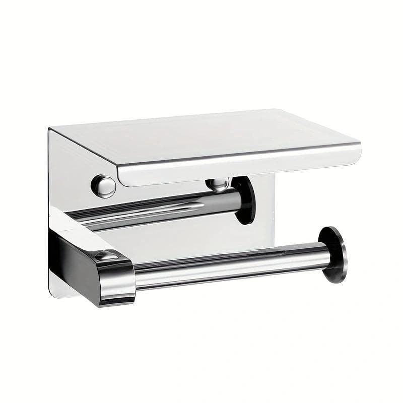 304 Stainless Steel Toilet Paper Holder with Phone Shelf Bathroom Tissue Holder Toilet Paper Roll Holder silver