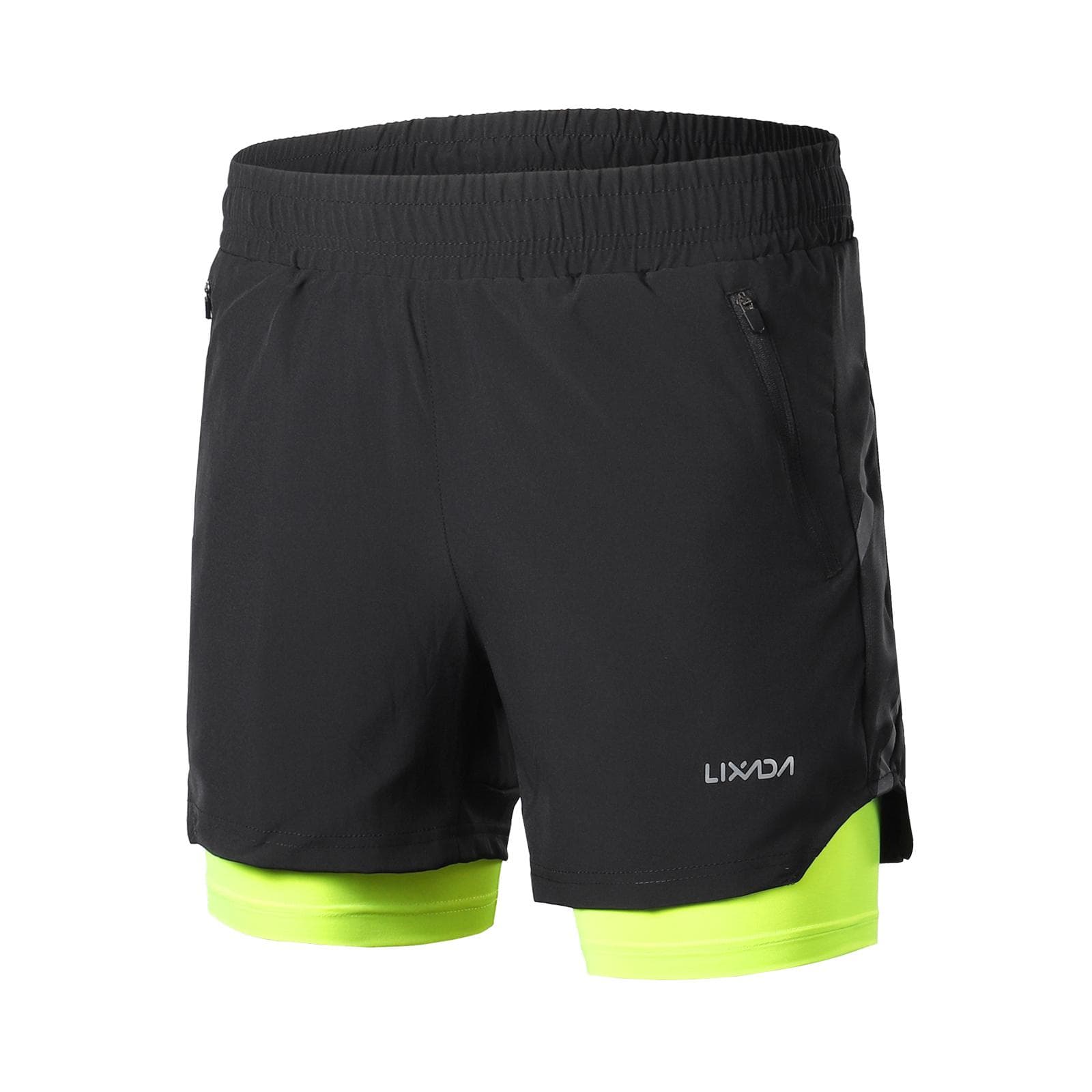 Lixada Men 2 in 1 Running Shorts Quick Drying Breathable Active Training Exercise Jogging Marathon S multicolour