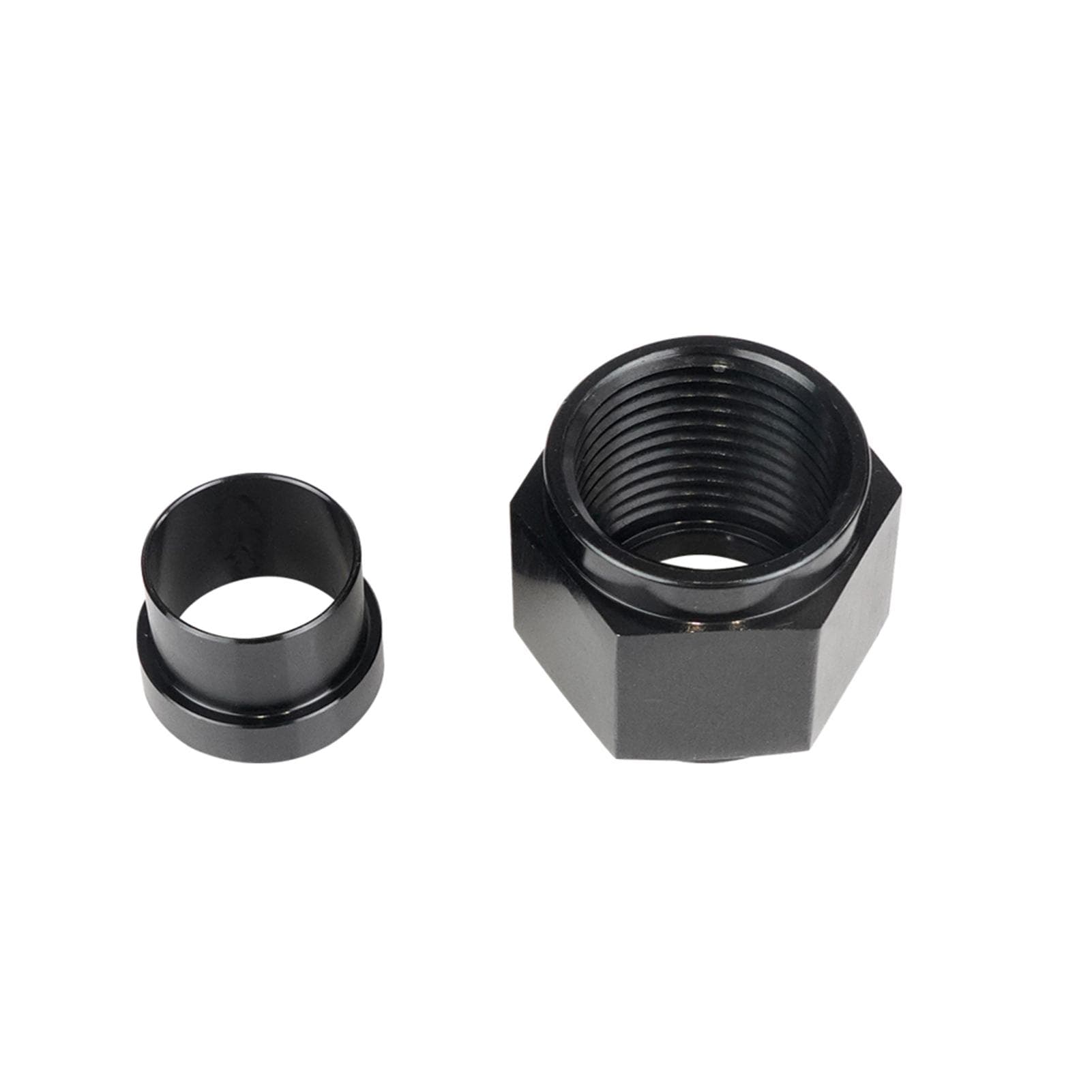 Aluminum Hardline Fitting, 8 AN Female Tube Nut and Sleeve for 1/2'' OD Aluminum Tubing, 1 Set 10AN black