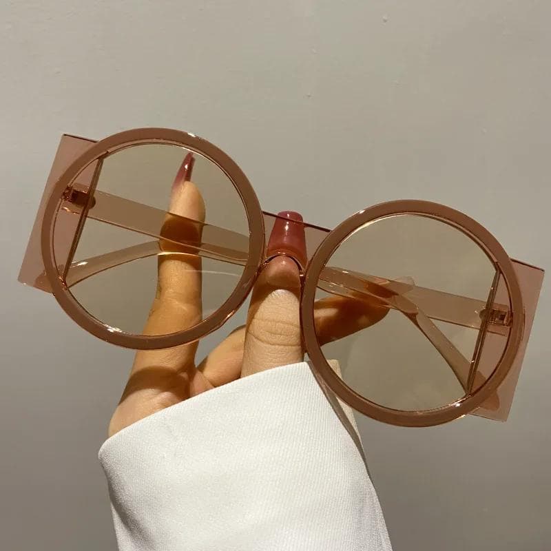 Round Double Color Beach Sunglasses Fashion Retro Trend Travel Street Photo Holiday Party Glasses Stylish UV Protection