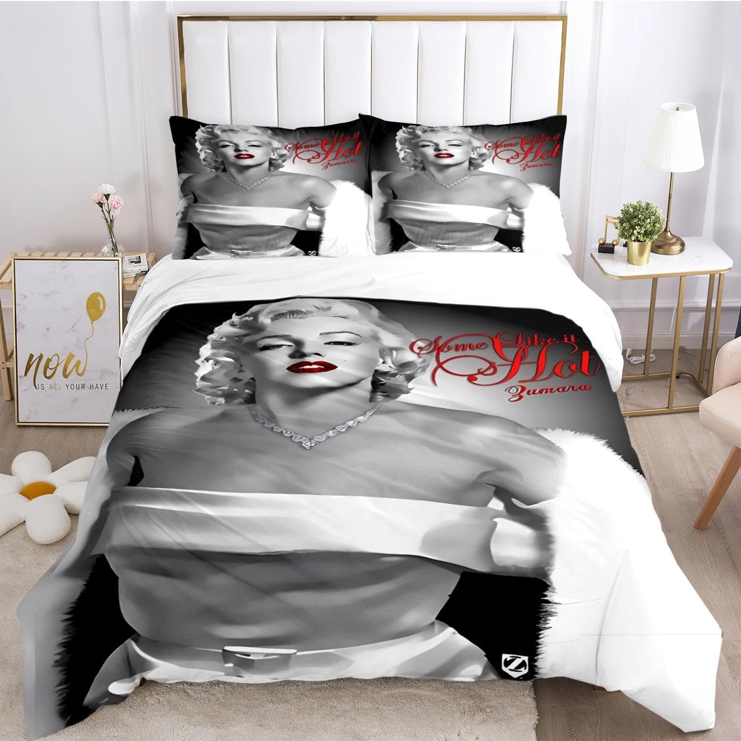 Marilyn Monroe Duvet Cover Comforter Fear Bedding sets Soft Quilt Cover and Pillowcases for Teens Boy Single/Double/Queen/King 135X200cm-2pcs