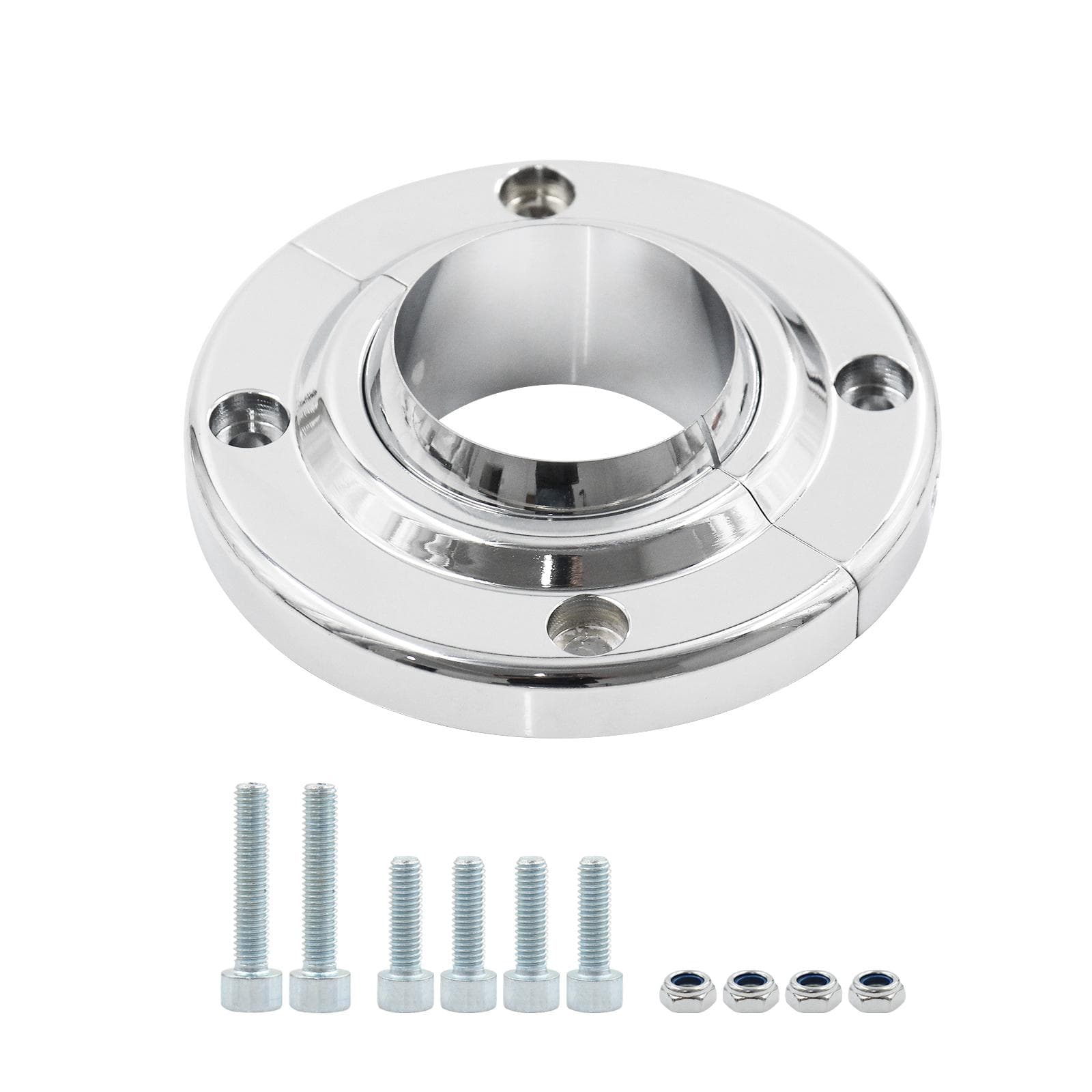 Chrome Steering Column Floor Mount Replacement for SBC BBC 350 Universal 2 Inch Columns silver