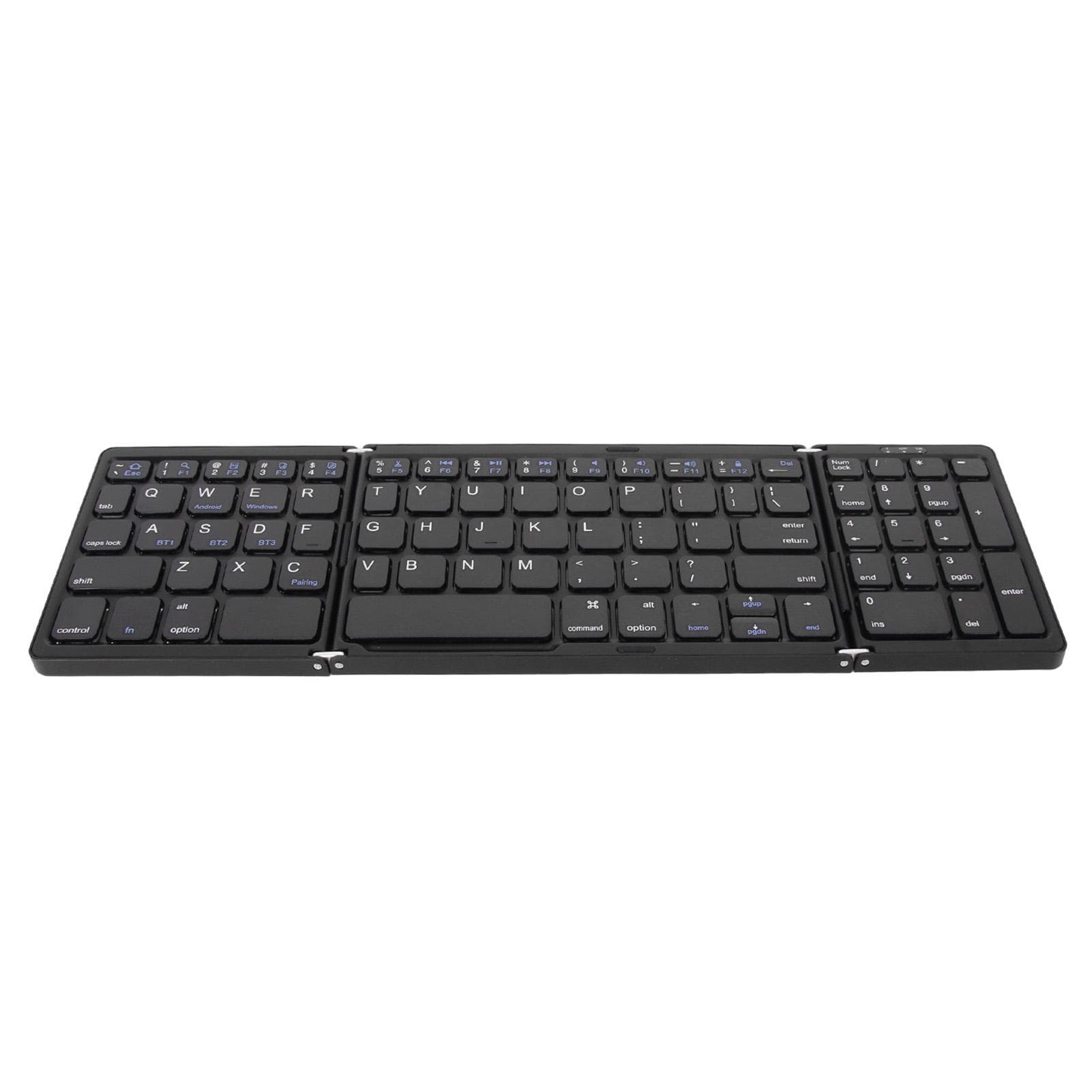 Bluetooth Keyboard Triple Fold Multiple Device Connection Wireless Keyboard for Laptop Tablet Phone black