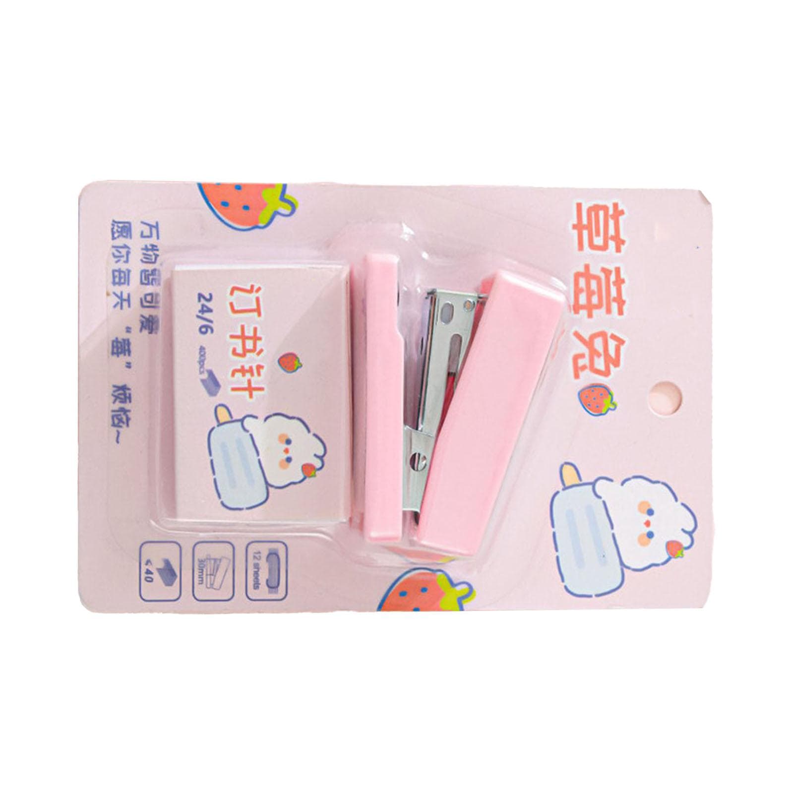 Stapler Cartoon Cute Appearance Portable Multifunctional Efficient Binding Stapler for Office pink