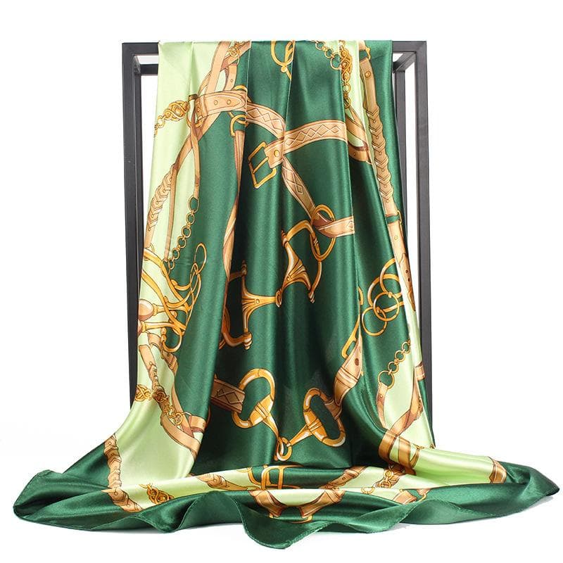 High-quality luxurious silk scarves headband Scarfs Neck Scarf For Women Chain Silk Scarf Women's Decorative Shawl 90*90cm green