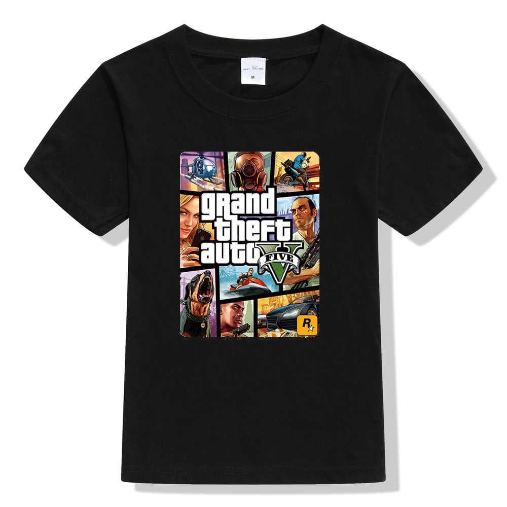 Summer Kids Boys Girls T Shirt 1 gta T-Shirt gta Street Fight Long with gta 5 clothes 2 black